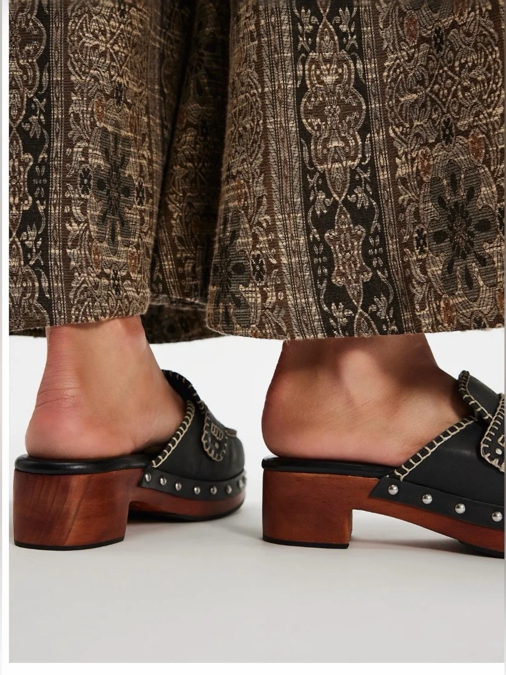Free People Blanket Stitch Leather  Clog size 9.5